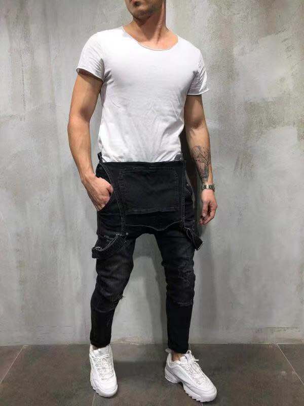 2025 2025 Popular trade denim ripped men's trousers New spot Popularan station new men's overalls factory direct sales
