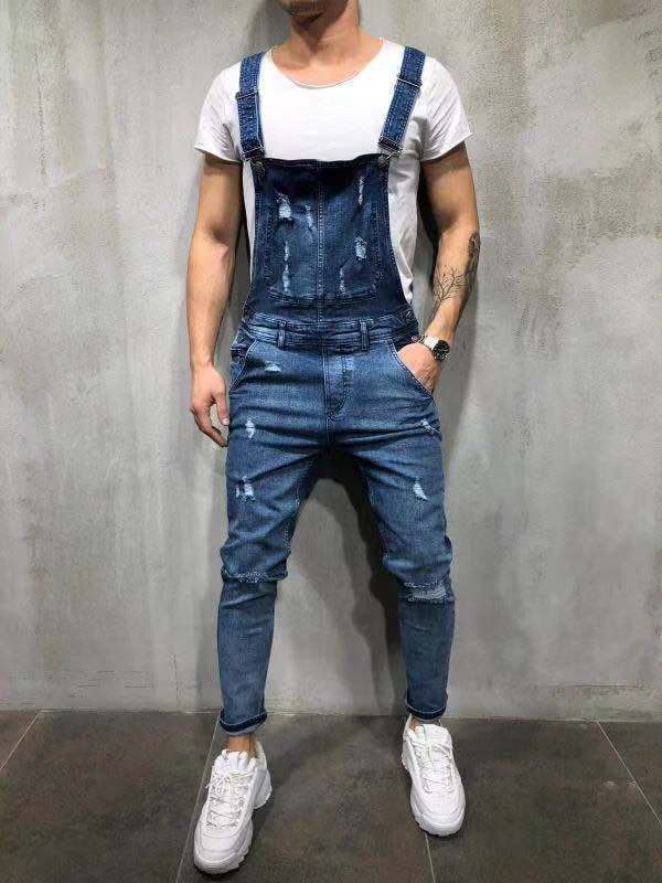 2025 2025 Popular trade denim ripped men's trousers New spot Popularan station new men's overalls factory direct sales