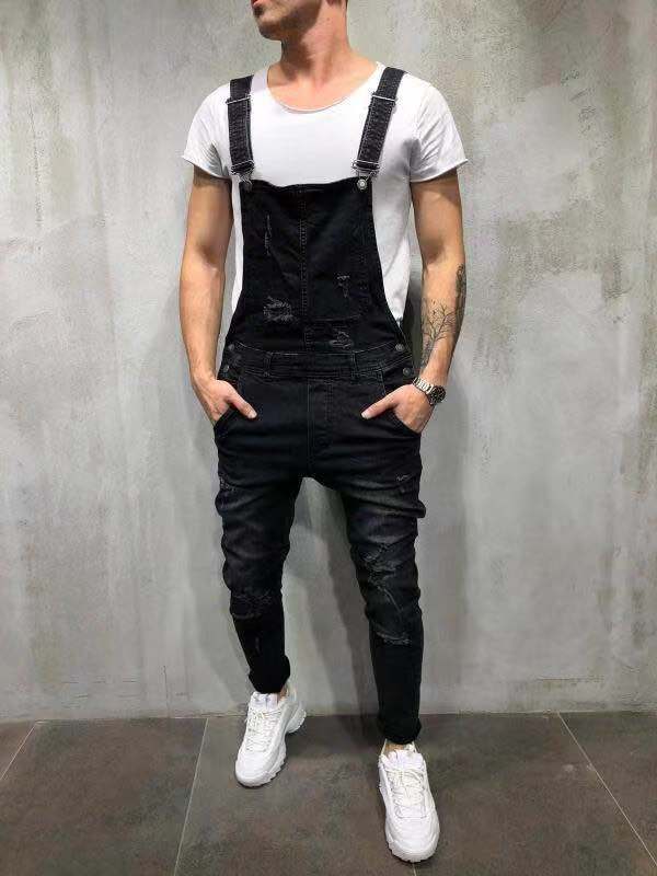 2025 2025 Popular trade denim ripped men's trousers New spot Popularan station new men's overalls factory direct sales