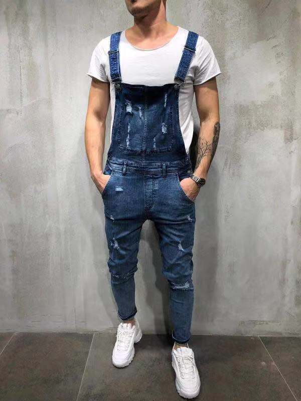2025 2025 Popular trade denim ripped men's trousers New spot Popularan station new men's overalls factory direct sales