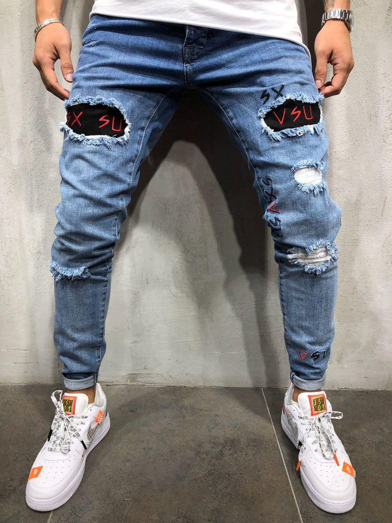 2025 2025 men's jeans new ripped embroidered men's trousers New special for Popularan station men's trousers