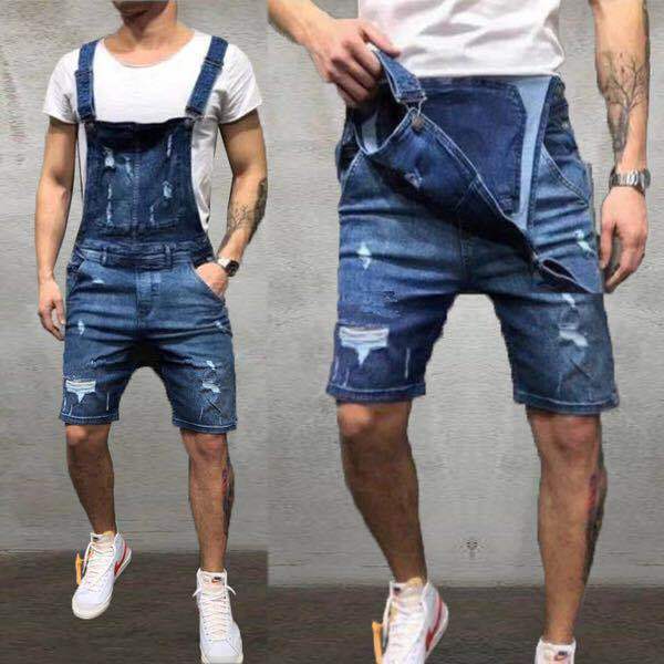 2025 2025 new denim overalls, ripped slim men's shorts, New exclusive for Popularan stations, new men's work pants