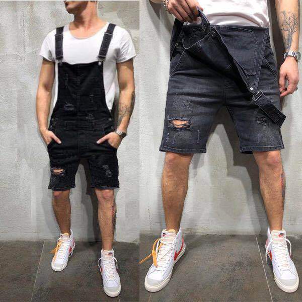 2025 2025 new denim overalls, ripped slim men's shorts, New exclusive for Popularan stations, new men's work pants