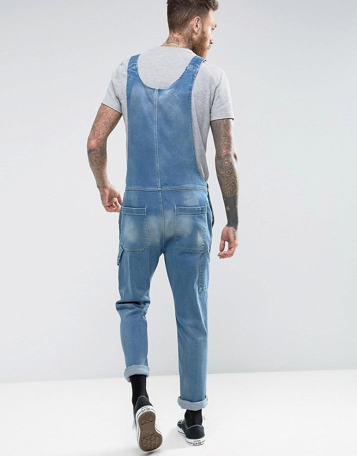 2025 2025 new denim overalls slim-fitting and thin men's trousers New exclusive for Popularan stations new men's overalls