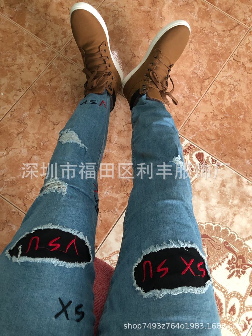 2025 2025 men's jeans new ripped embroidered men's trousers New special for Popularan station men's trousers