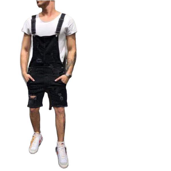 2025 2025 new denim overalls, ripped slim men's shorts, New exclusive for Popularan stations, new men's work pants