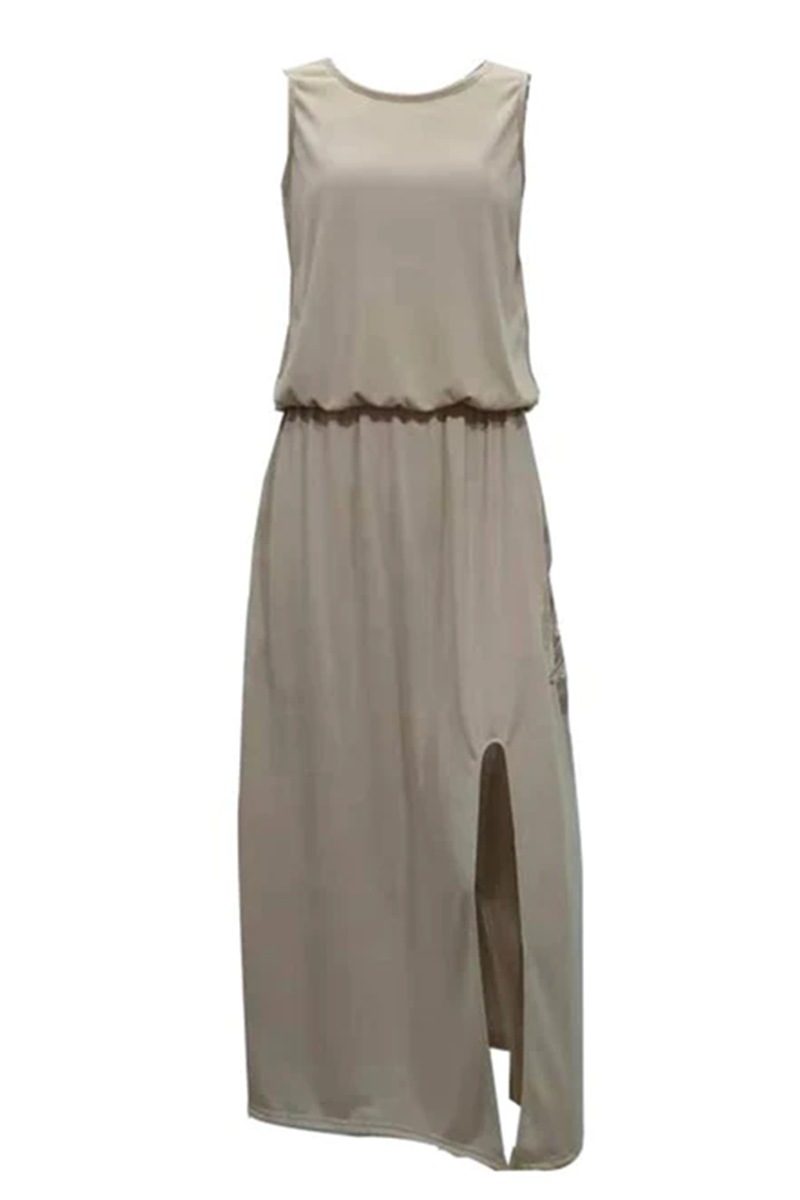 qgtao Bohemian Sleeveless Side Slit Maxi Dress