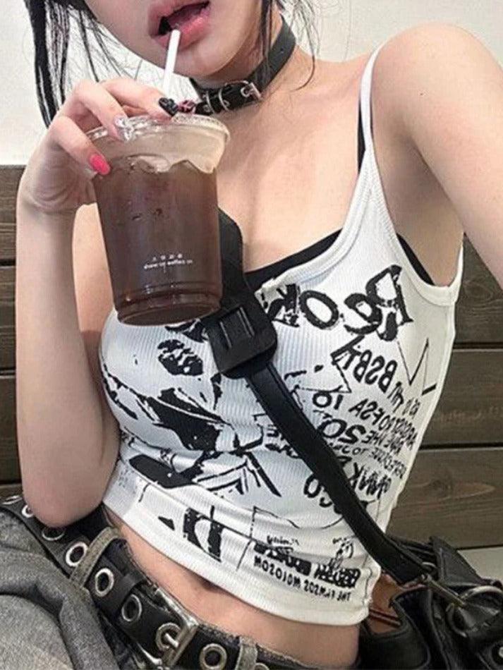 Letter Graffiti Print Cami Top