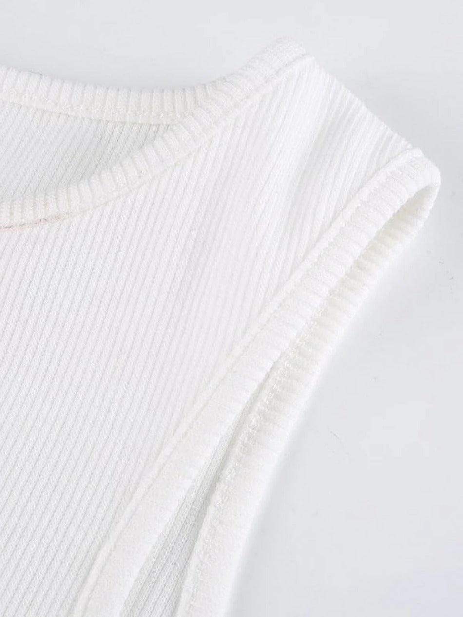 Logo Ribbed Cropped Tank Top