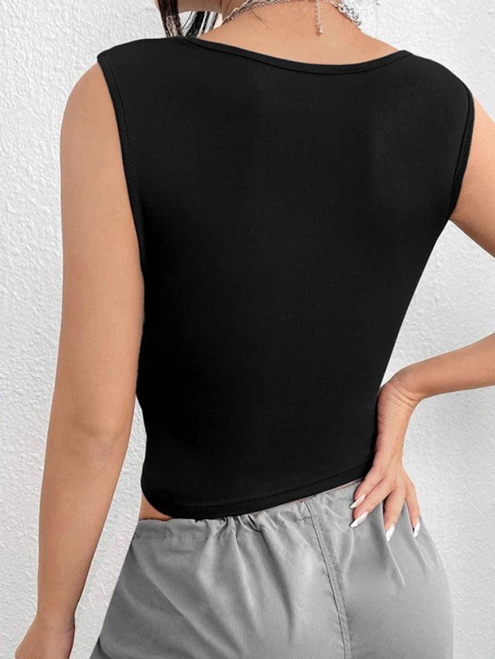 Solid Ruched Slim Tank Top