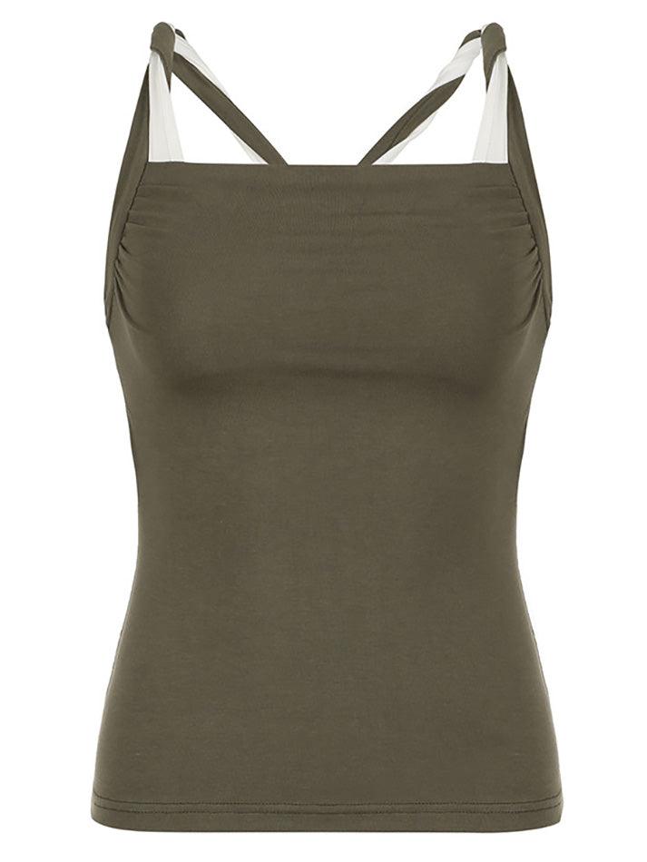 Twisted Strap Slim-Fit Crop Tank Top