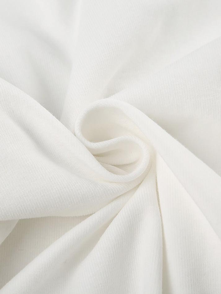 Short-Sleeve Crew Neck Lettering Bow T-Shirt