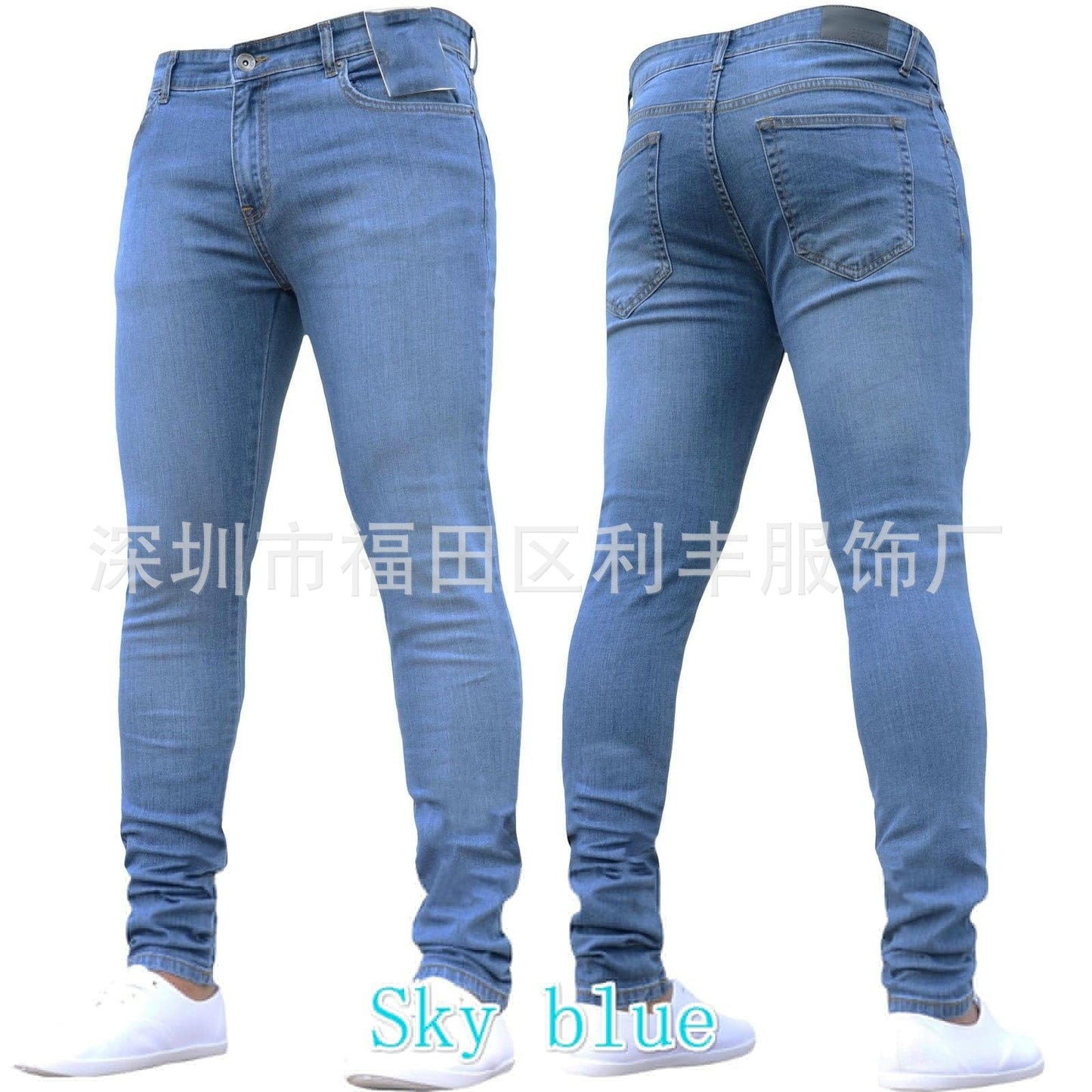 2025 2021 Popularan Station Slim and Skinny Elastic Denim Men's Pants 2025 Cross-border Autumn Black Skinny Pants Men's
