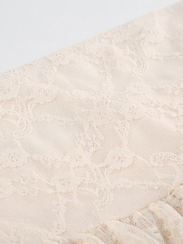 Lace Mesh Ruffle Crop Top