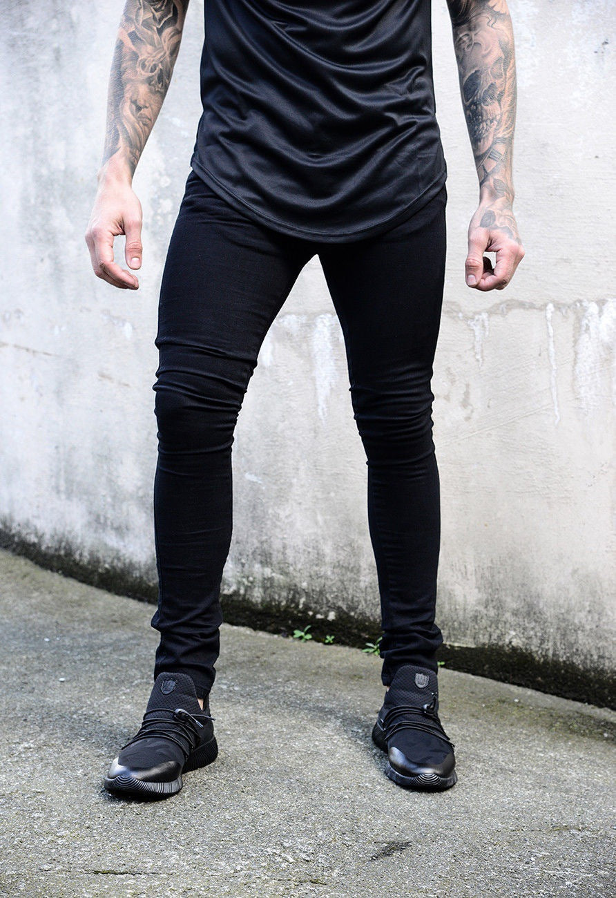 2025 wish 2025 new men's tight new solid color denim pants 11037