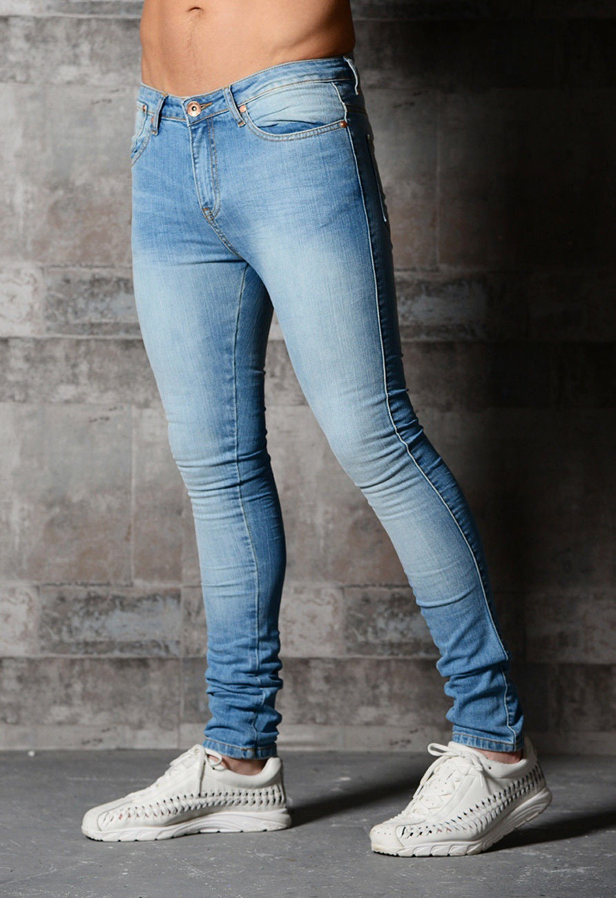 2025 wish 2025 new men's tight new solid color denim pants 11037