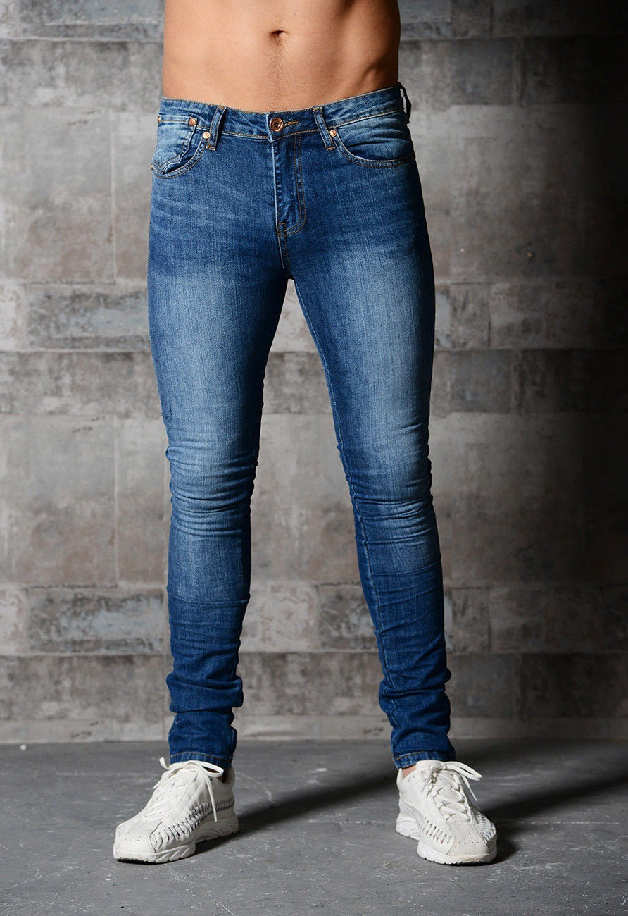 2025 wish 2025 new men's tight new solid color denim pants 11037