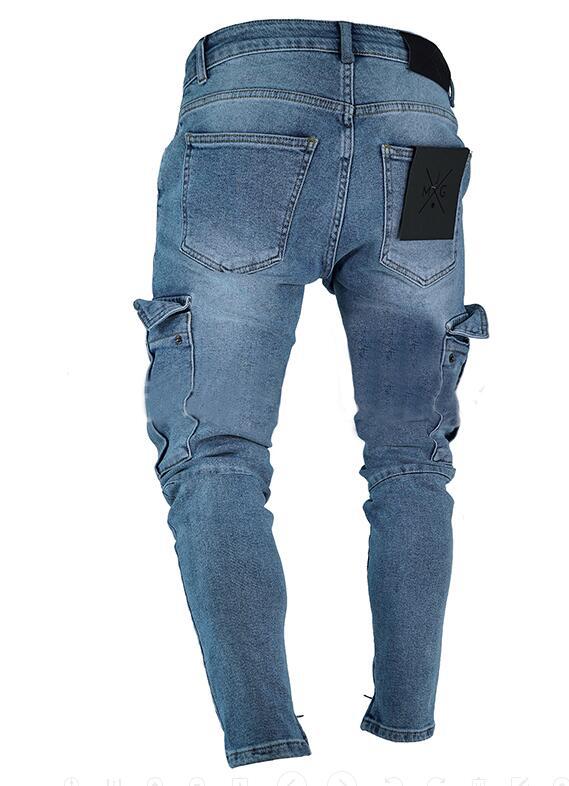 2025 Cross-border 2025 hot sale elastic men's jeans trend knee hole zipper small feet trousers wholesale