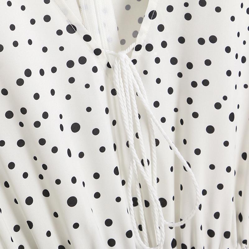 qgtao V Neck Dot Printed Floor Length Dress(3 Colors)