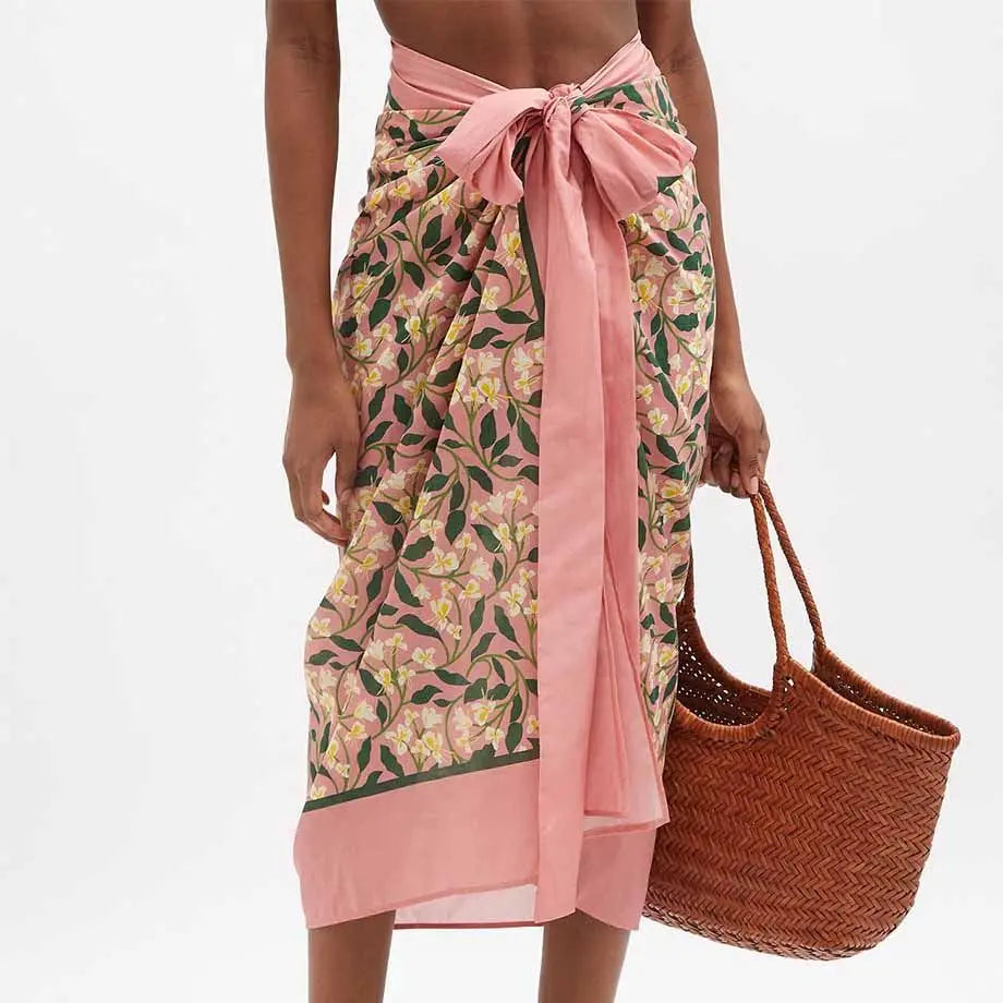 qgtao Pink Fashion Floral Print Bikini Set Cover Up Two Pieces Plus Size Tankini Women Swimming Suits Swimwear Patchwork With Skirt