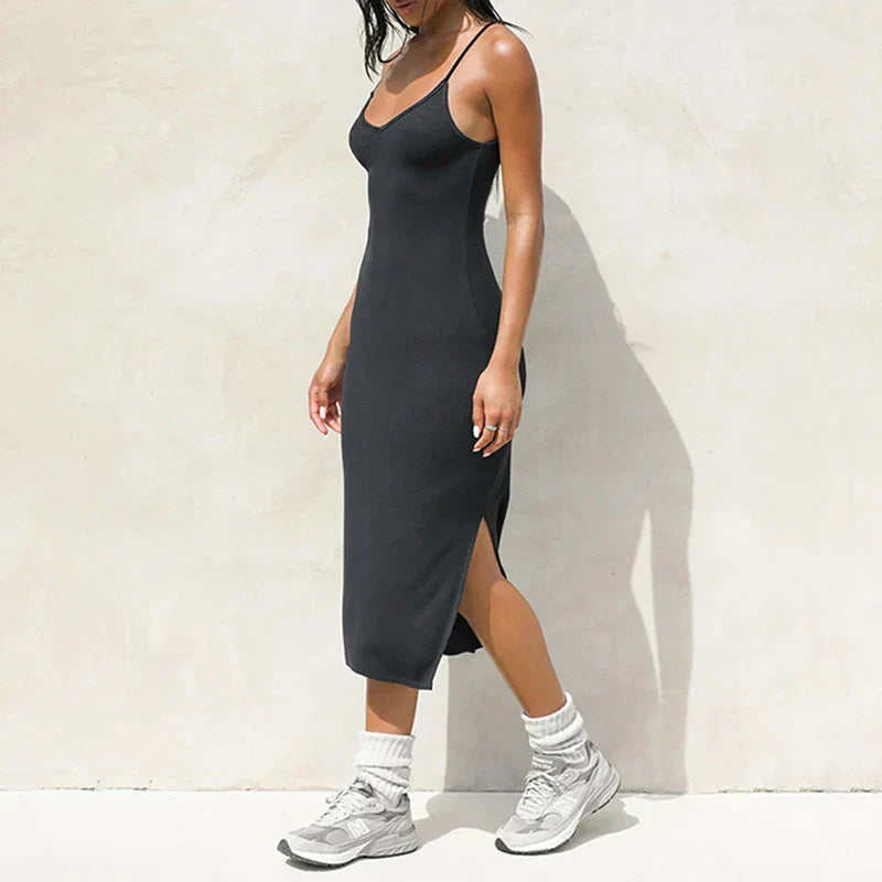 qgtao Basic Sexy Halter Backless Midi Dress