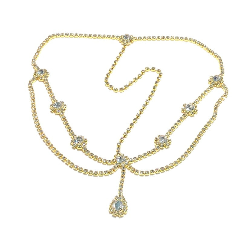 Crystal forehead dance eyebrow pendant headdress crystal forehead chain water drop hair ornament head chain Bohemian headdress