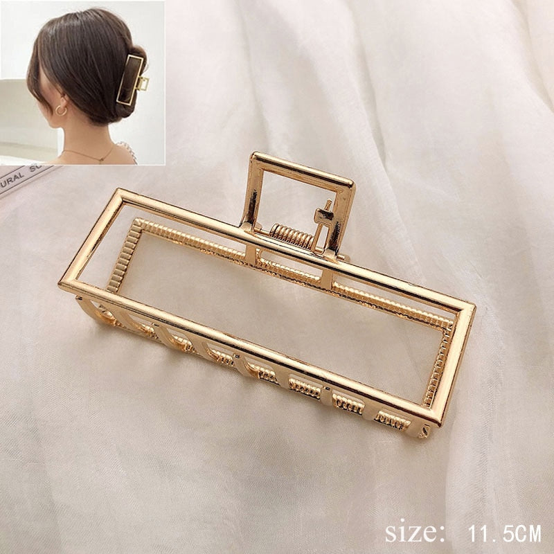 Simple Metal Hollow Out Geometric Hair Claw Ladies Elegant Hair Accessories Cross Crab Bath Clip For Women Fashion Girl Headwear