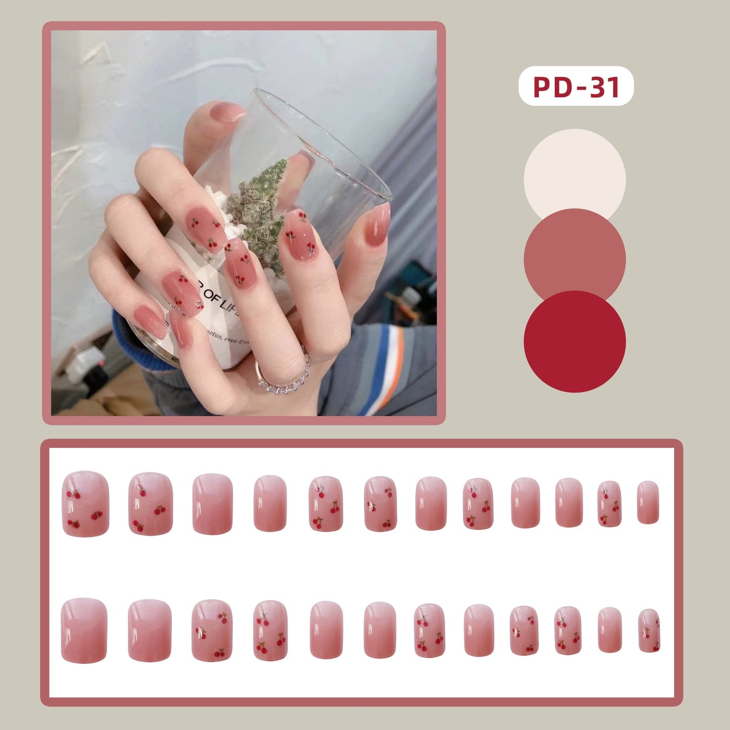 24pcs/box Christmas Fake Nails Style Art Nail Tips Press on False with Glue Designs Set Full Cover Artificial Short Fingernails