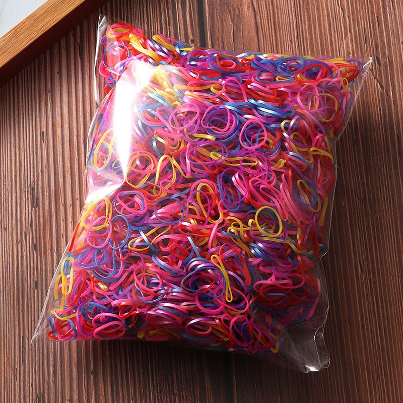 2000pcs Girls Hair Accessories Nylon Rubber Band Elastic Hair Bands Headband Children Ponytail Gum Holder Bands Kids Ornaments