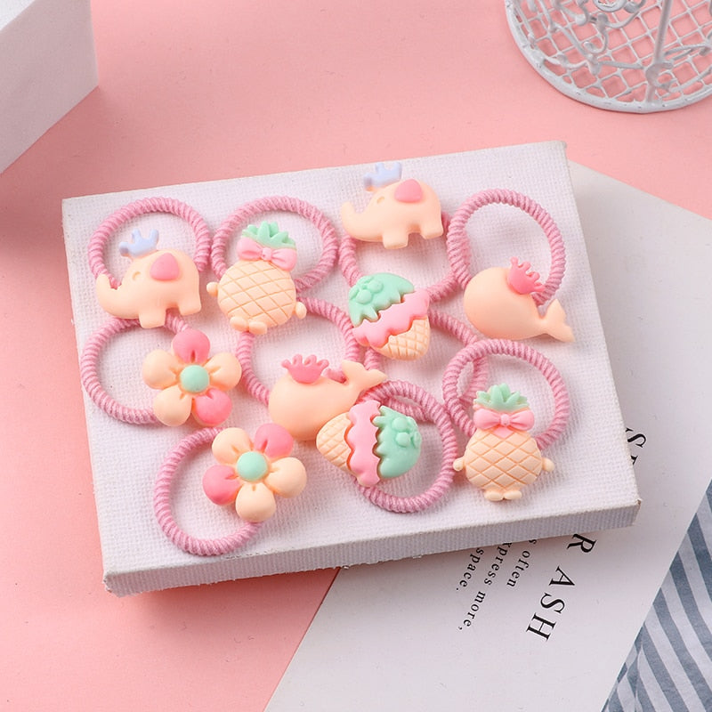 10PCS/Set Girls Cute Hair bands Elastic Rubber Band Headwear Hair Accessories Kids Cartoon Animals Headband Ornaments Gift