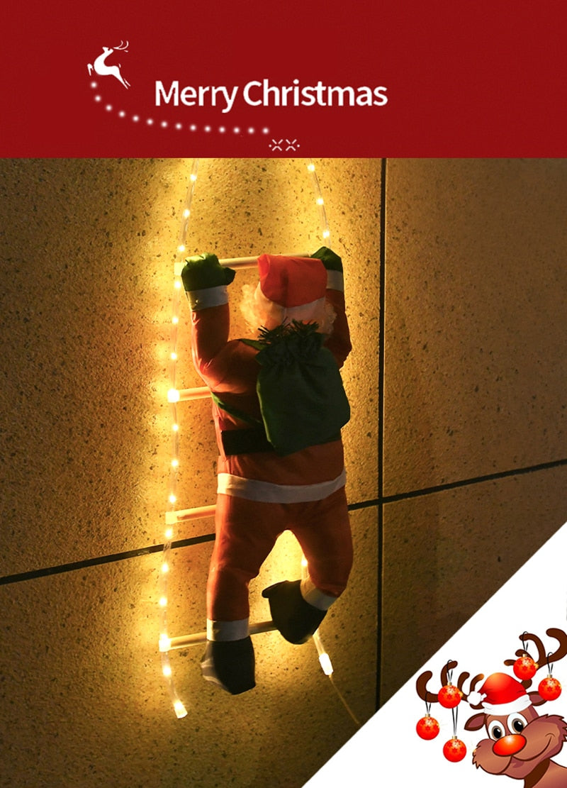 1PC Climb Stairs Santa Claus Foldable Lantern with LED Waterproof Outdoor Garden Lawn Lamp Festivel Hanging Christmas Decoration