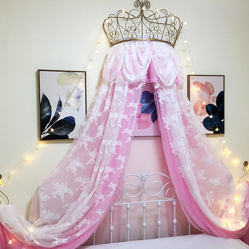 European-style Princess Bed Curtains Children's Bed Veils Lace Decorations Gray Mosquito Nets Home Bedroom Bed Curtains Veils