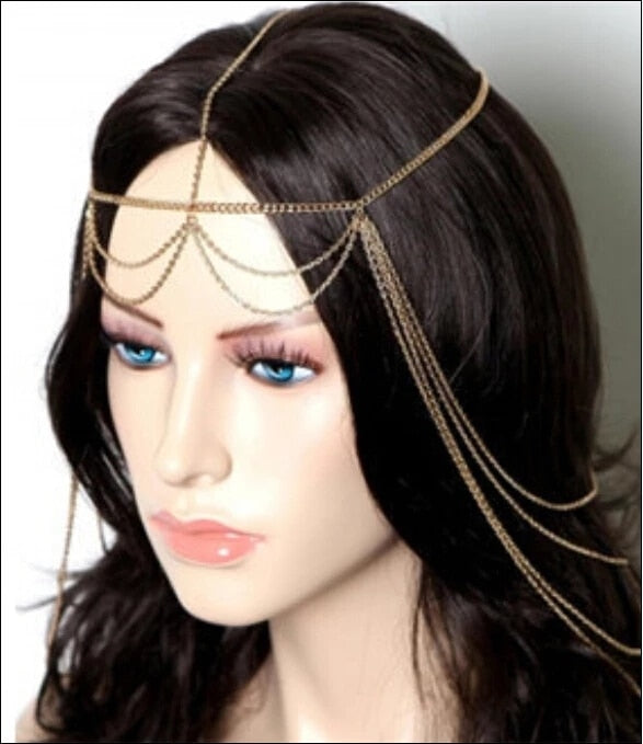 Bohemian Ethnic Forehead Head Chain Exotic Bride Party Wedding Accesories Headband Headpiece Afghan Indian Femme Hair Jewelry