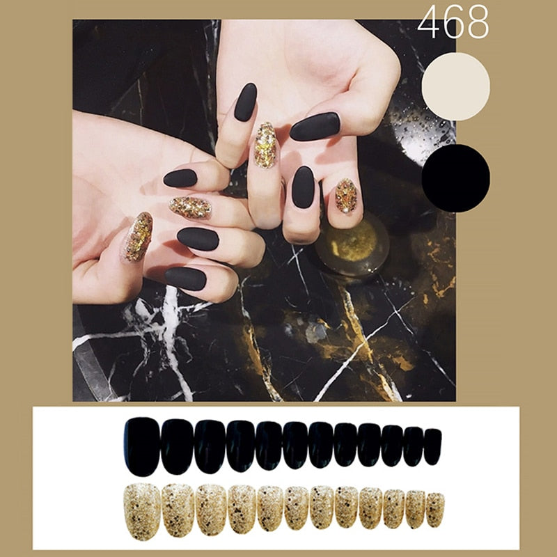 24pcs/box Christmas Fake Nails Style Art Nail Tips Press on False with Glue Designs Set Full Cover Artificial Short Fingernails