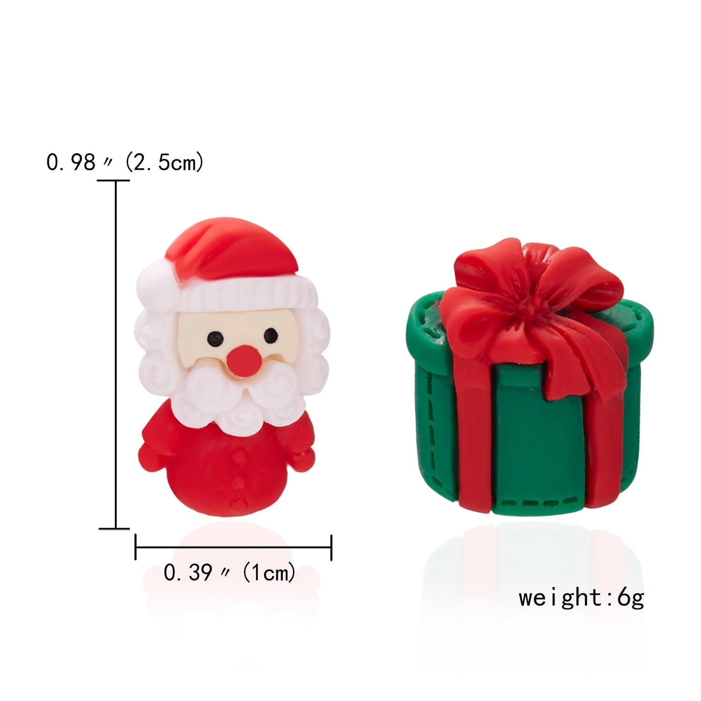 New Trendy Asymmetrical Christmas Stud Earrings Xmas Tree Santa Claus Hat Elk Deer Bell Snowman Soft Pottery New Year Party Gift
