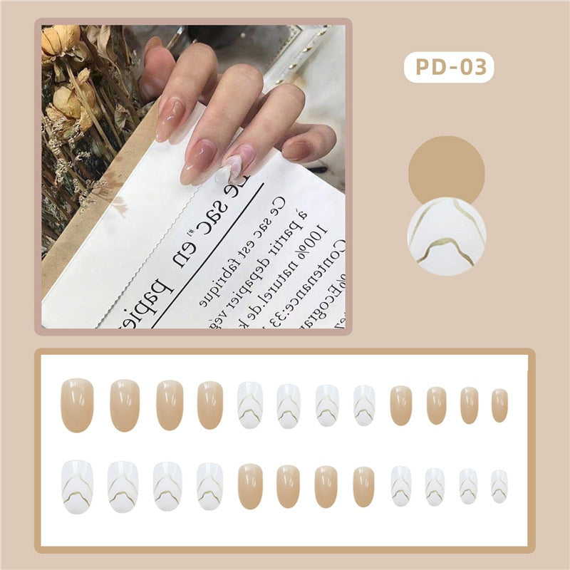 24pcs/box Christmas Fake Nails Style Art Nail Tips Press on False with Glue Designs Set Full Cover Artificial Short Fingernails