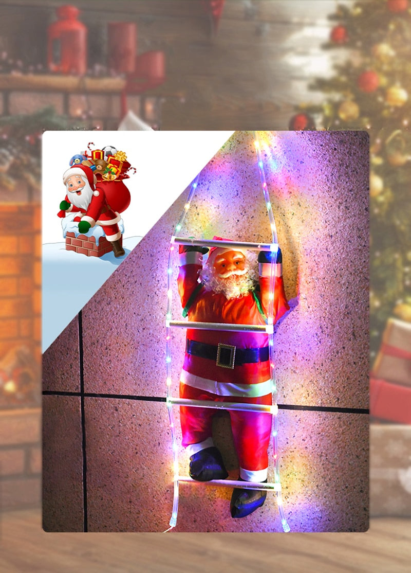 1PC Climb Stairs Santa Claus Foldable Lantern with LED Waterproof Outdoor Garden Lawn Lamp Festivel Hanging Christmas Decoration