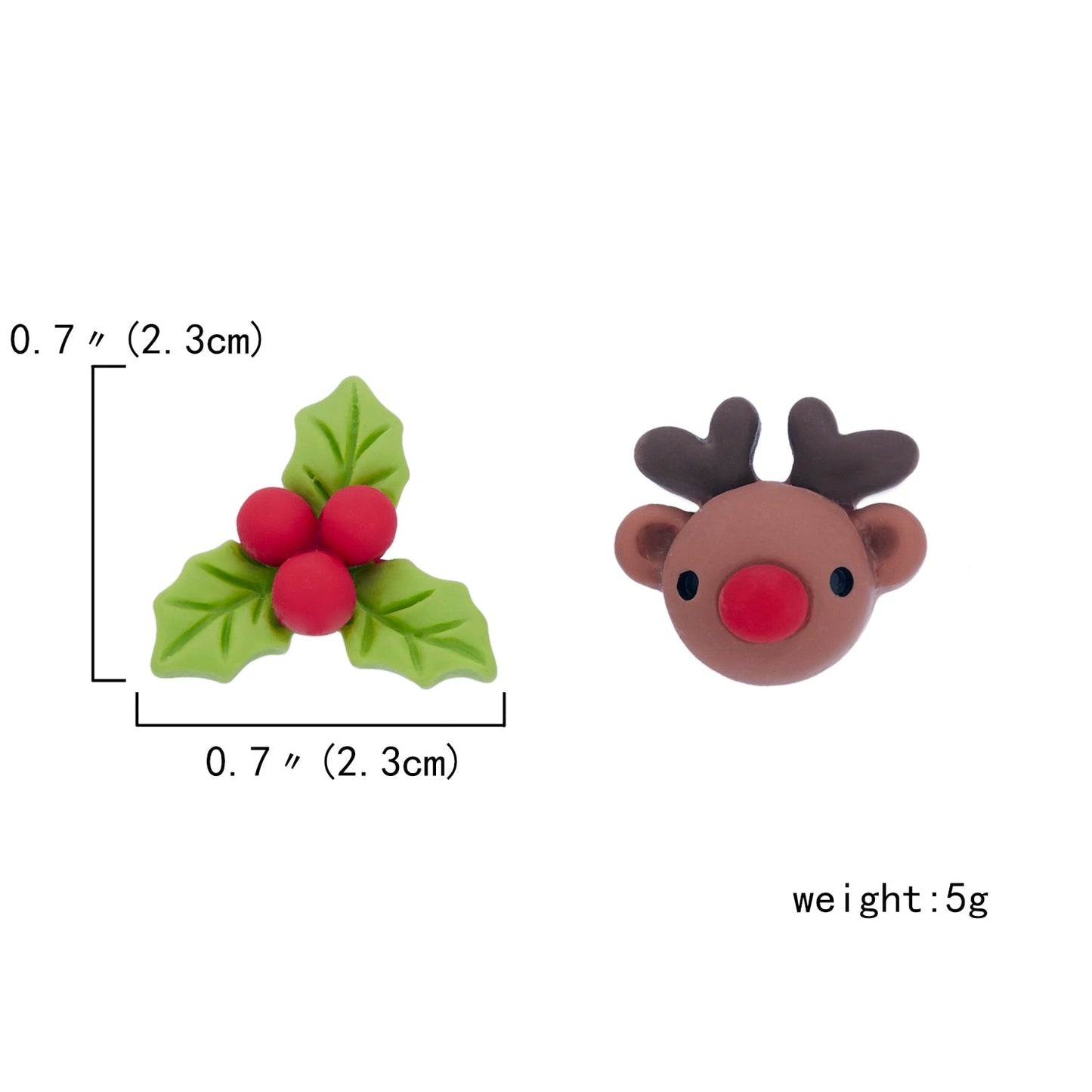 New Trendy Asymmetrical Christmas Stud Earrings Xmas Tree Santa Claus Hat Elk Deer Bell Snowman Soft Pottery New Year Party Gift