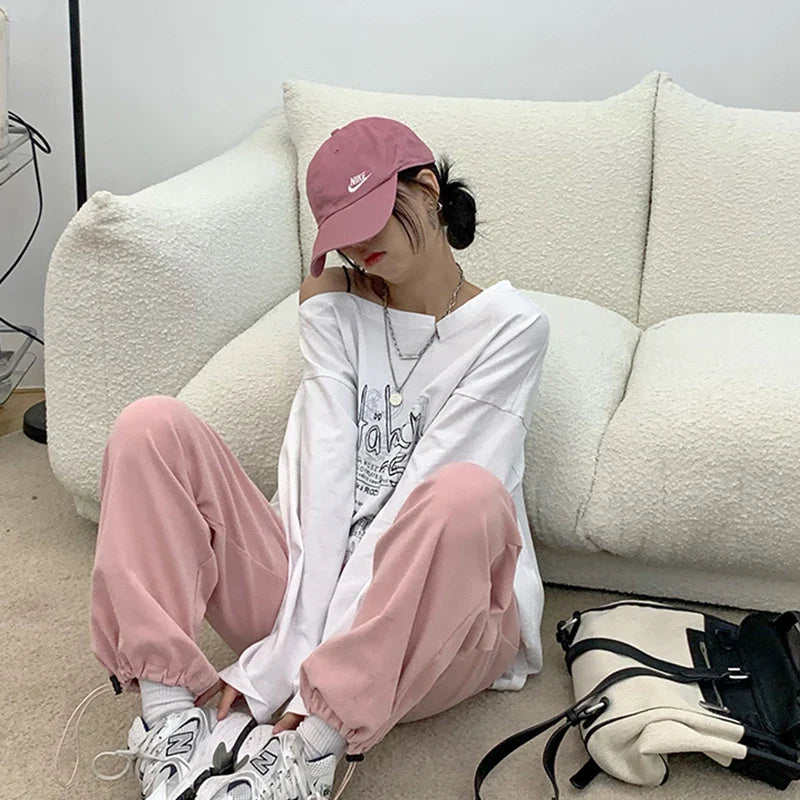 qgtao Y2K T-shirt Fairy Grunge 2023 Vintage Letter Print Tops Black Autumn Off Shoulder Long Sleeved Korean Tees Loose Harajuku Shirt