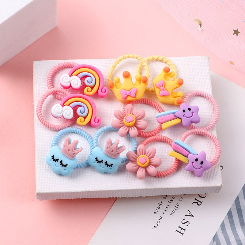 10PCS/Set Girls Cute Hair bands Elastic Rubber Band Headwear Hair Accessories Kids Cartoon Animals Headband Ornaments Gift