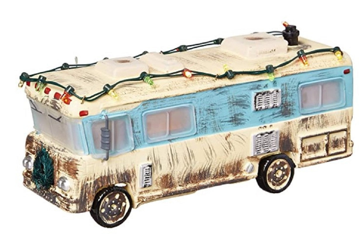 Brightly Lit Building Christmas Santa Claus Car House Village Holiday Garage Decoration Griswold Villa Home Desktop Figurines