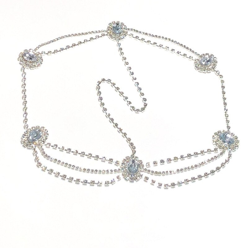 Crystal forehead dance eyebrow pendant headdress crystal forehead chain water drop hair ornament head chain Bohemian headdress
