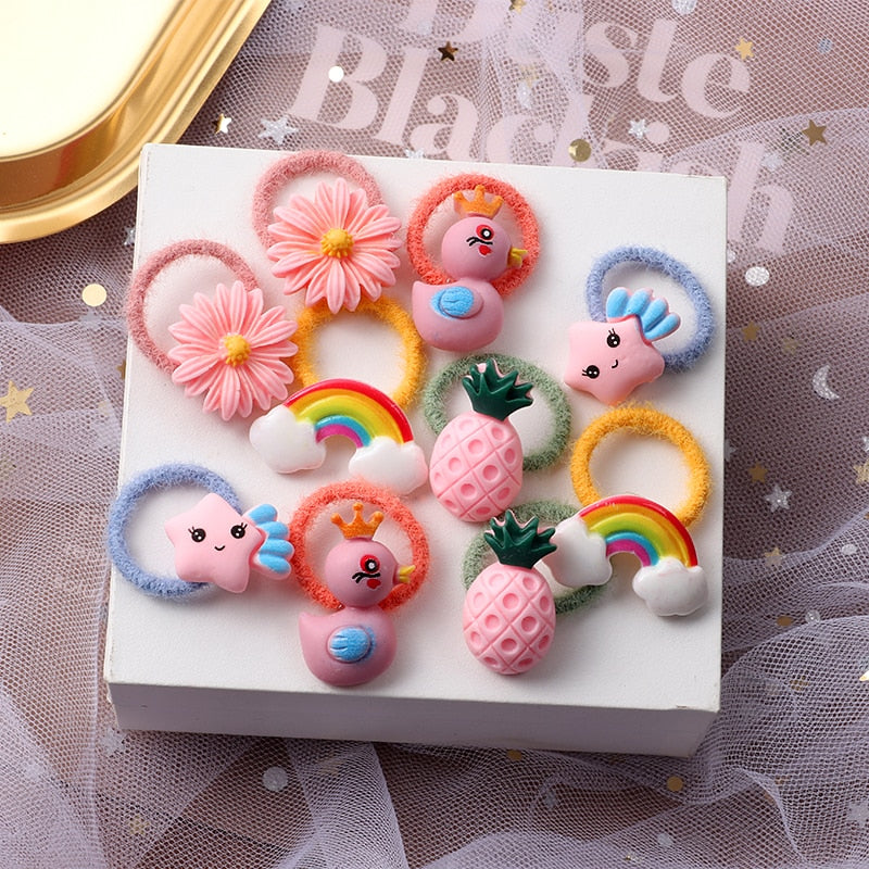 10PCS/Set Girls Cute Hair bands Elastic Rubber Band Headwear Hair Accessories Kids Cartoon Animals Headband Ornaments Gift