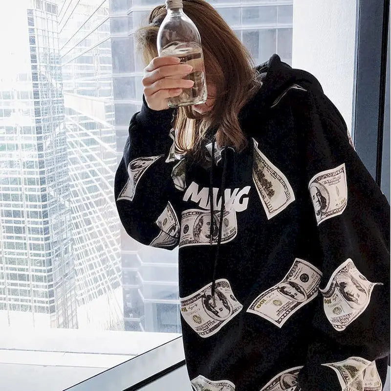 Oversized Plush Thicken Hoodies Women Fried Street Hooded Jacket Spring Autumn Casual Loose Fashion Mid-length Coat Womens Tops