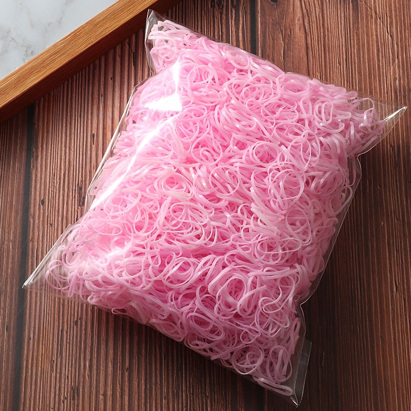 2000pcs Girls Hair Accessories Nylon Rubber Band Elastic Hair Bands Headband Children Ponytail Gum Holder Bands Kids Ornaments