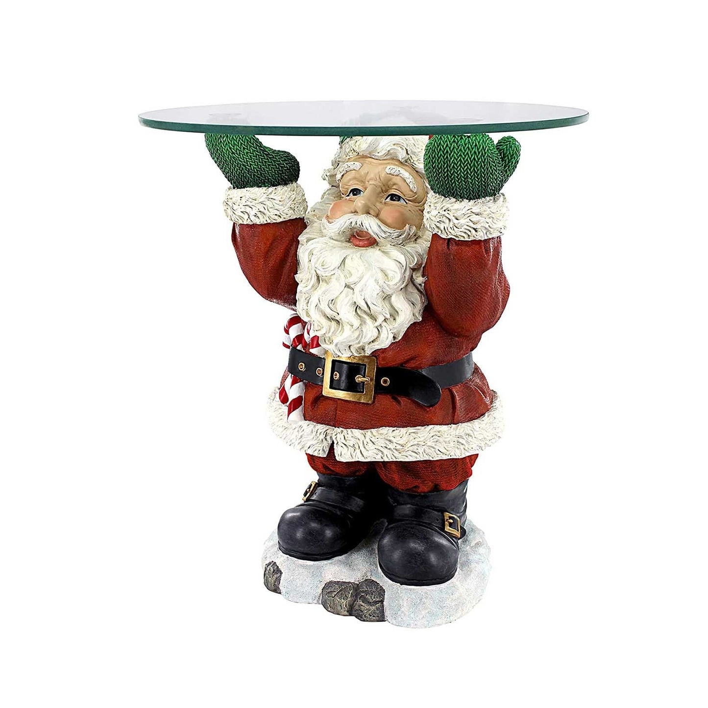 Santa Claus Treats Holder Fruit Plate Desktop Ornaments Sculptural Glass Topped Resin  Party Table Food Tray Christmas Decor