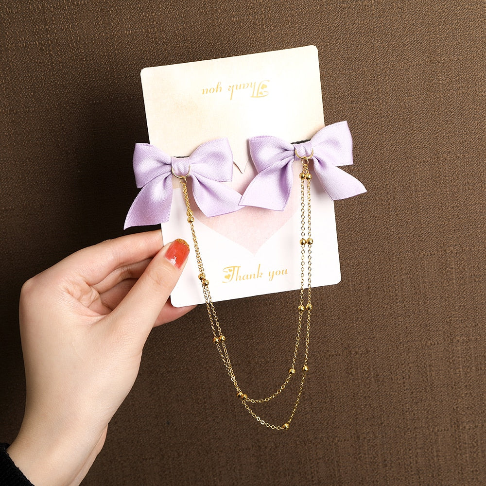 AWAYTR Tassel Elegant Vintage Bow Pearl Chain Hairpins Sweet Hair Decorate Headband Hair Clips For Fashion Hair Accessories