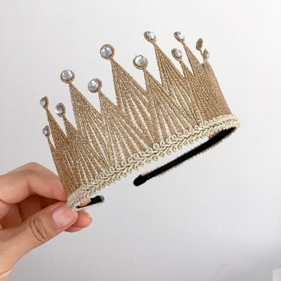 Headbands For Kids Girl Princess Hairbands Yarn Crown Bow Knot Tiara Flower Child Hair Accessories Korean Handmade Wholesale