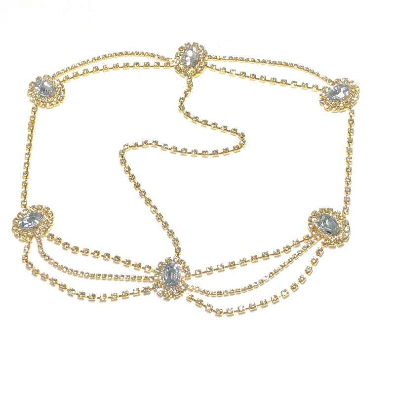 Crystal forehead dance eyebrow pendant headdress crystal forehead chain water drop hair ornament head chain Bohemian headdress