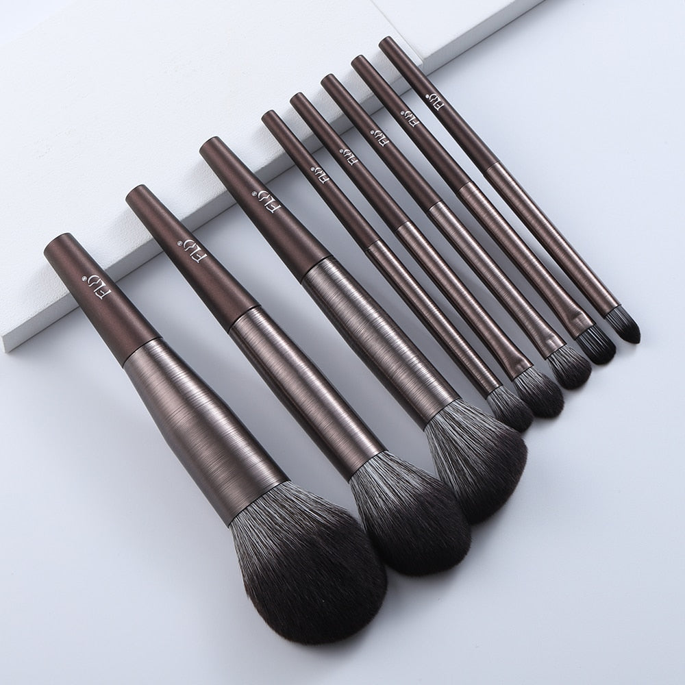 FLD 11/8pcs Natural Hair Green Makeup Brushes Foundation Powder Eyeshadow Eyebrow Brush Set Cosmetic Tool Profesional Maquillaje